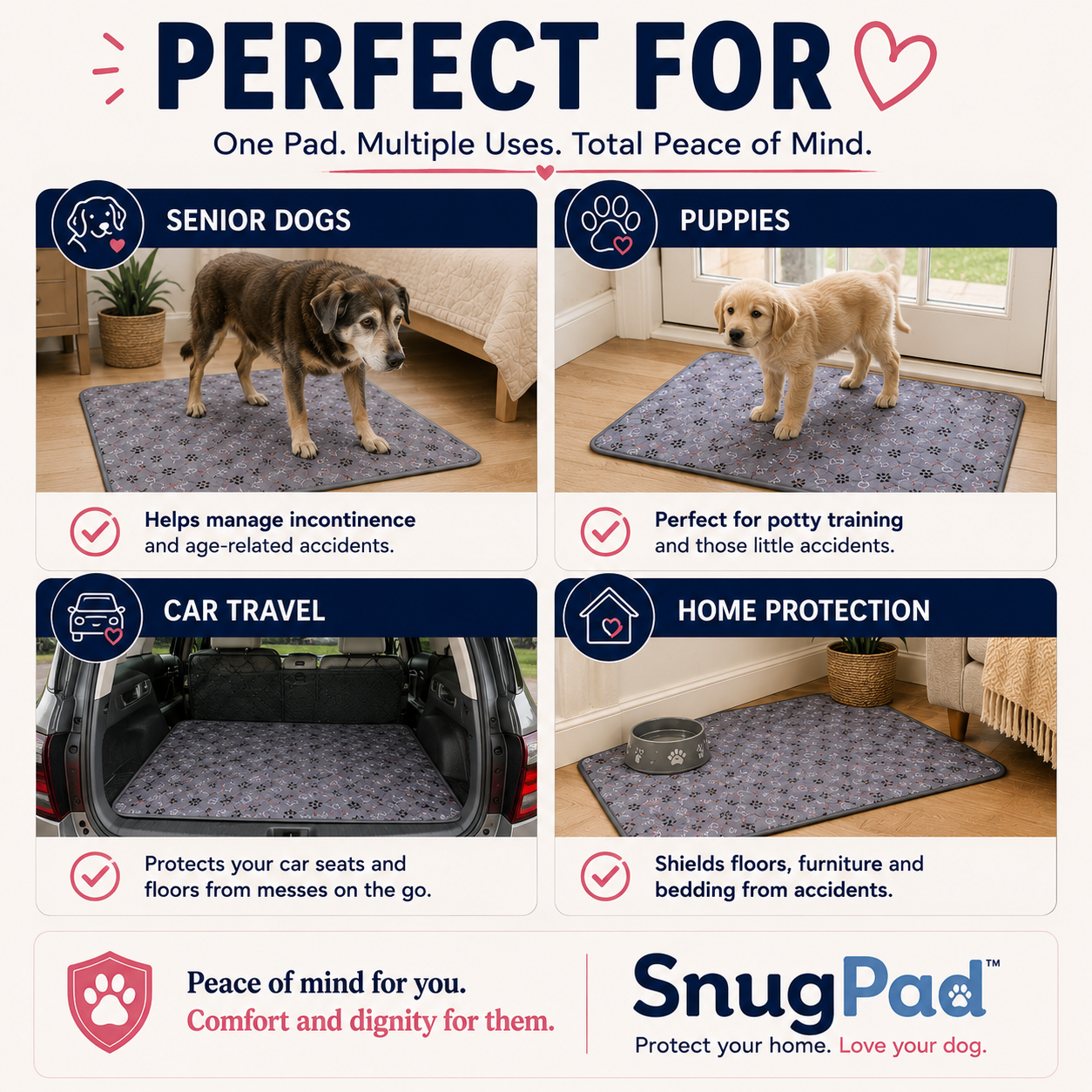 SnugPad™ — Washable Pee Pad for Senior Dogs